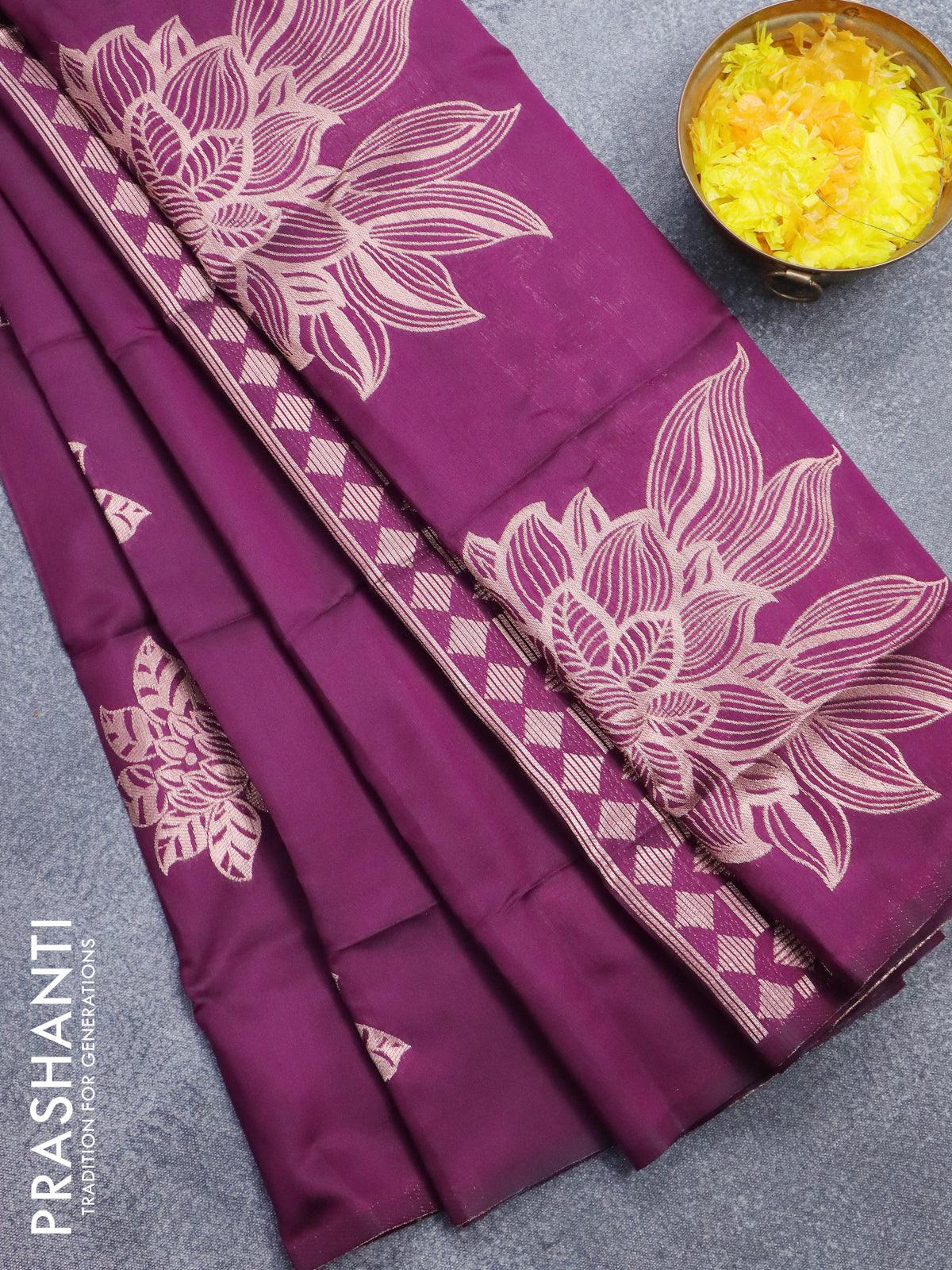 Murshidabad silk saree brown and orange with allover floral prints and –  Cherrypick