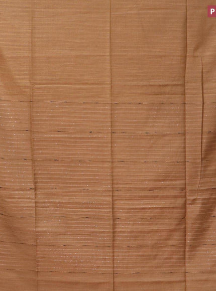 Semi tussar saree brown with allover stripes pattern and seperate embroidery work blouse - {{ collection.title }} by Prashanti Sarees