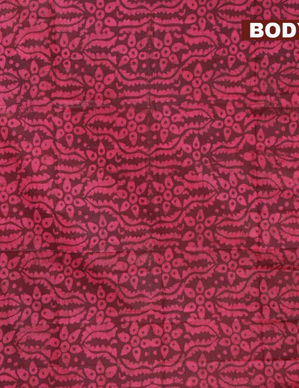 Semi tussar saree deep maroon with allover batik prints and zari woven kanjivaram style border - {{ collection.title }} by Prashanti Sarees