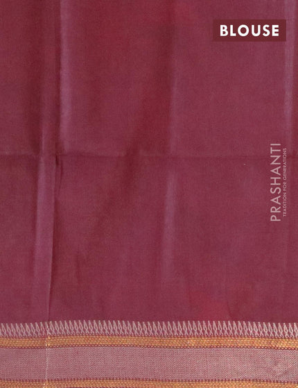 Semi tussar saree deep maroon with allover batik prints and zari woven kanjivaram style border - {{ collection.title }} by Prashanti Sarees