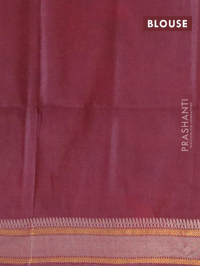 Semi tussar saree deep maroon with allover batik prints and zari woven kanjivaram style border - {{ collection.title }} by Prashanti Sarees