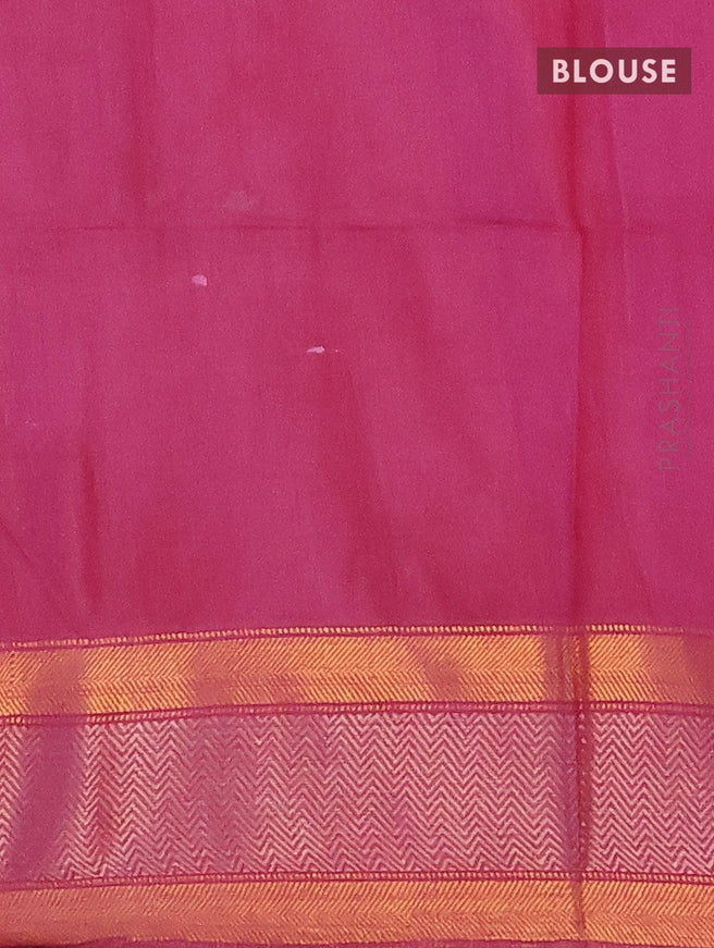 Semi tussar saree deep maroon with allover batik prints and zari woven kanjivaram style border - {{ collection.title }} by Prashanti Sarees