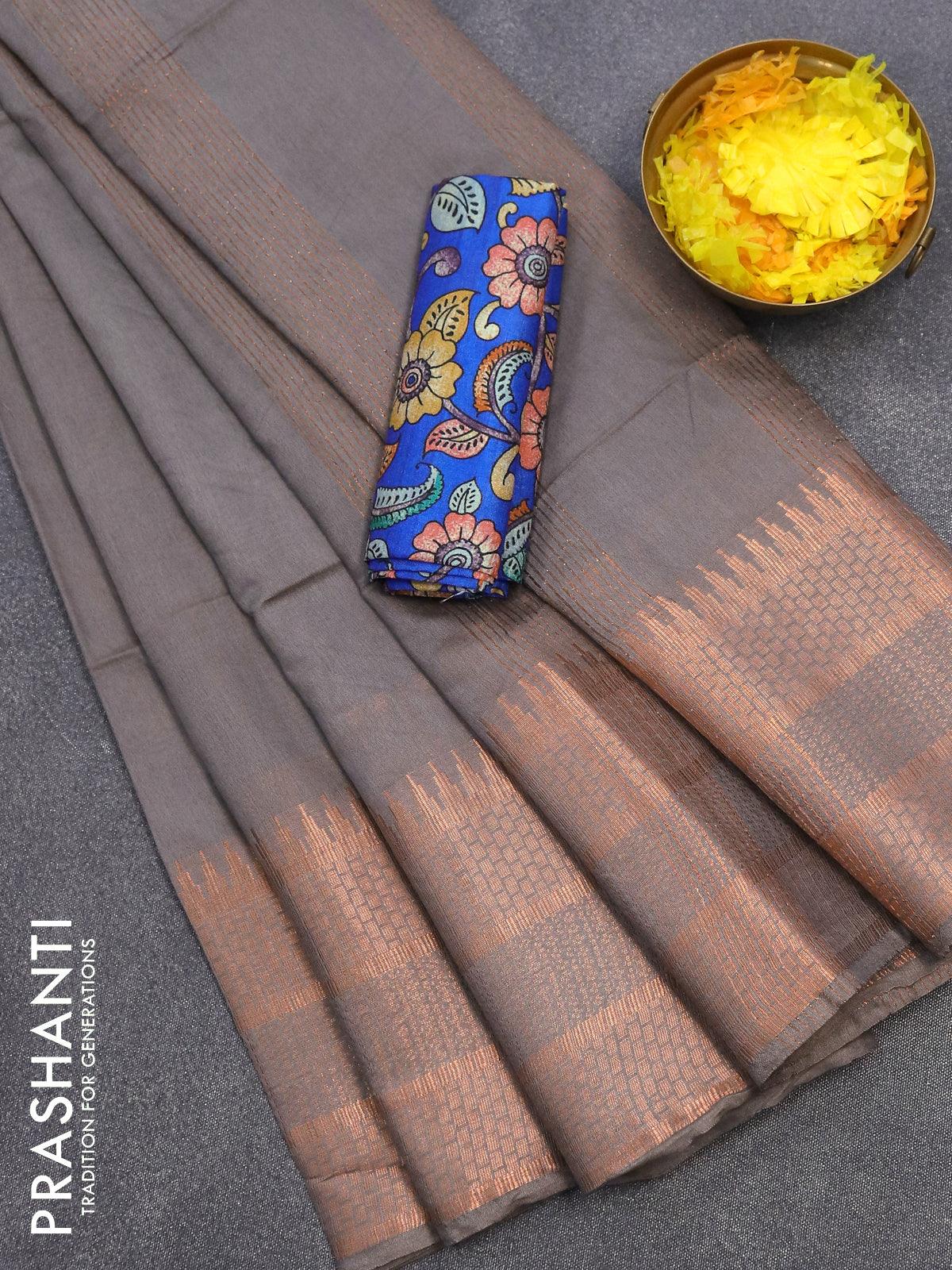 Plain Kalamkari Prints Blue Border Chanderi Cotton Sarees, 5.5 M (separate  Blouse Piece) at Rs 249 in Surat