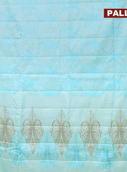 Semi tussar saree light blue and with allover lucknowi work in borderless style - {{ collection.title }} by Prashanti Sarees