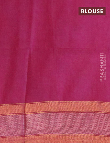 Semi tussar saree magenta pink with allover batik prints and zari woven kanjivaram style border - {{ collection.title }} by Prashanti Sarees