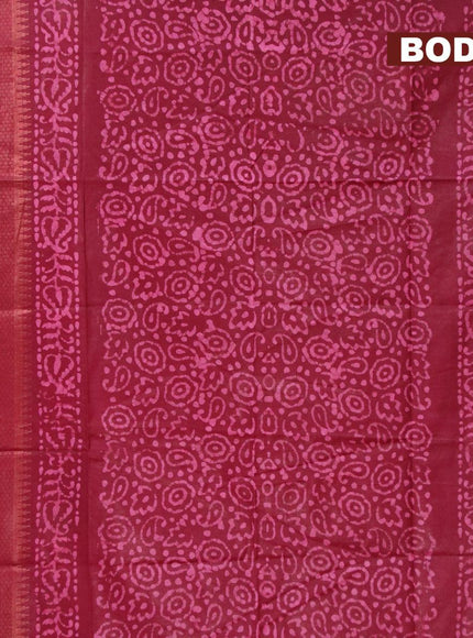 Semi tussar saree maroon with allover batik prints and zari woven kanjivaram style border - {{ collection.title }} by Prashanti Sarees