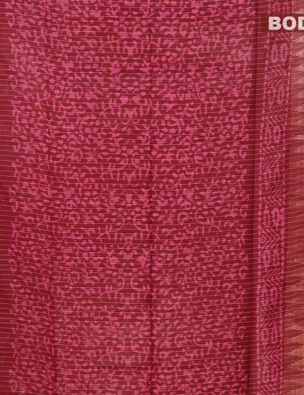 Semi tussar saree maroon with allover batik prints and zari woven kanjivaram style border - {{ collection.title }} by Prashanti Sarees