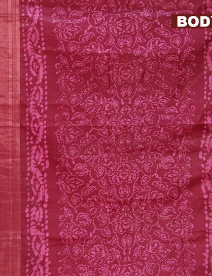 Semi tussar saree maroon with allover batik prints and zari woven kanjivaram style border - {{ collection.title }} by Prashanti Sarees