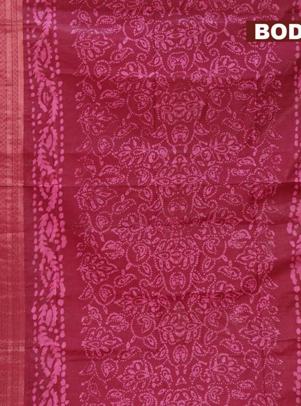 Semi tussar saree maroon with allover batik prints and zari woven kanjivaram style border - {{ collection.title }} by Prashanti Sarees