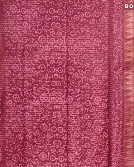 Semi tussar saree maroon with allover batik prints and zari woven kanjivaram style border - {{ collection.title }} by Prashanti Sarees