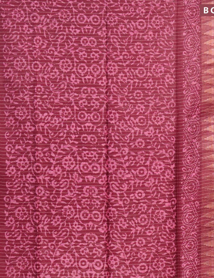 Semi tussar saree maroon with allover batik prints and zari woven kanjivaram style border - {{ collection.title }} by Prashanti Sarees