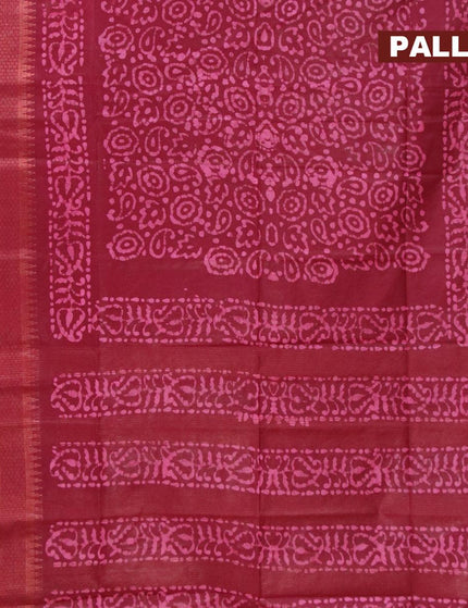 Semi tussar saree maroon with allover batik prints and zari woven kanjivaram style border - {{ collection.title }} by Prashanti Sarees