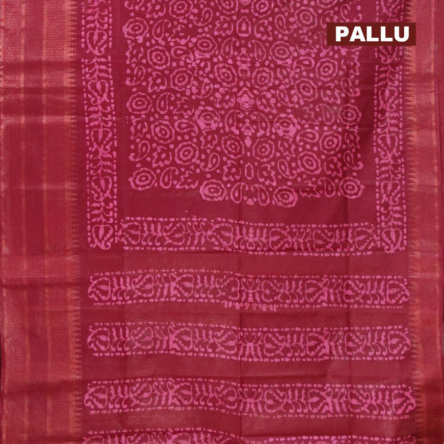 Semi tussar saree maroon with allover batik prints and zari woven kanjivaram style border - {{ collection.title }} by Prashanti Sarees