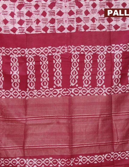 Semi tussar saree maroon with allover batik prints and zari woven kanjivaram style border - {{ collection.title }} by Prashanti Sarees