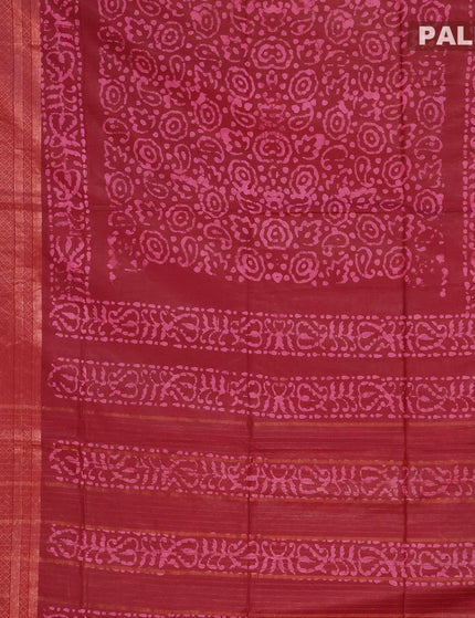 Semi tussar saree maroon with allover batik prints and zari woven kanjivaram style border - {{ collection.title }} by Prashanti Sarees