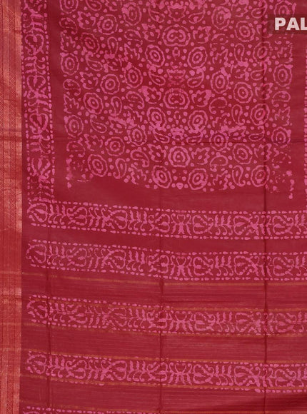 Semi tussar saree maroon with allover batik prints and zari woven kanjivaram style border - {{ collection.title }} by Prashanti Sarees