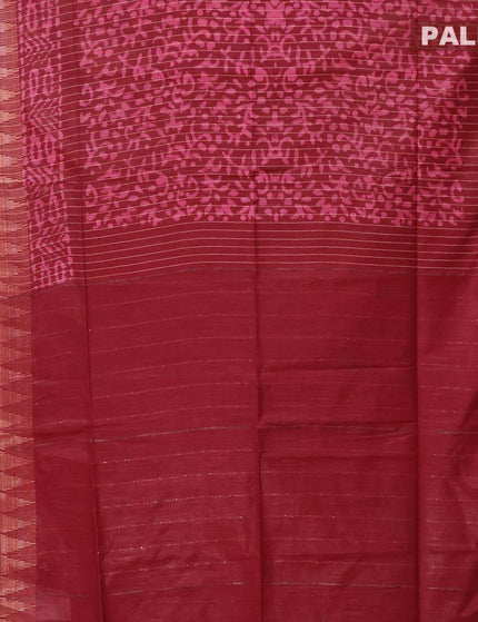 Semi tussar saree maroon with allover batik prints and zari woven kanjivaram style border - {{ collection.title }} by Prashanti Sarees