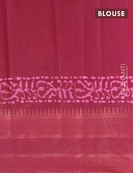 Semi tussar saree maroon with allover batik prints and zari woven kanjivaram style border - {{ collection.title }} by Prashanti Sarees