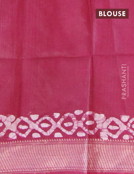 Semi tussar saree maroon with allover batik prints and zari woven kanjivaram style border - {{ collection.title }} by Prashanti Sarees