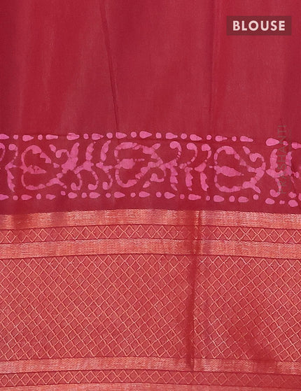 Semi tussar saree maroon with allover batik prints and zari woven kanjivaram style border - {{ collection.title }} by Prashanti Sarees