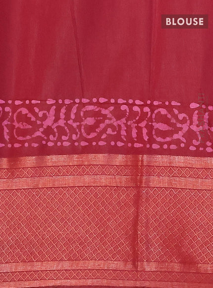 Semi tussar saree maroon with allover batik prints and zari woven kanjivaram style border - {{ collection.title }} by Prashanti Sarees