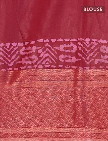 Semi tussar saree maroon with allover batik prints and zari woven kanjivaram style border - {{ collection.title }} by Prashanti Sarees