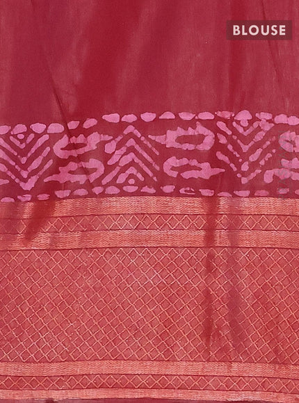 Semi tussar saree maroon with allover batik prints and zari woven kanjivaram style border - {{ collection.title }} by Prashanti Sarees