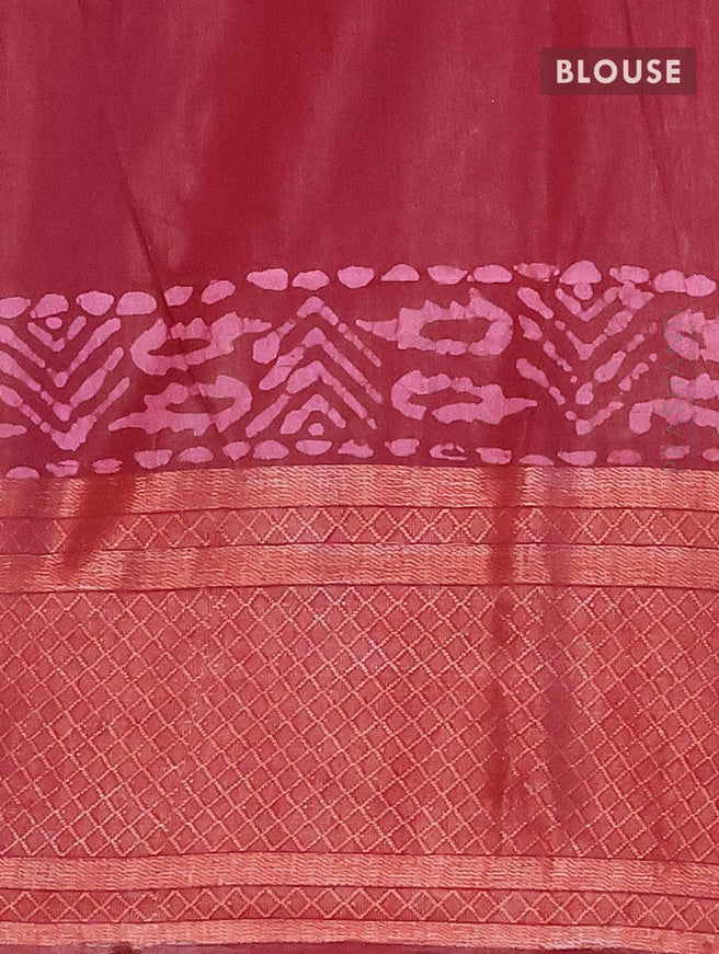 Semi tussar saree maroon with allover batik prints and zari woven kanjivaram style border - {{ collection.title }} by Prashanti Sarees