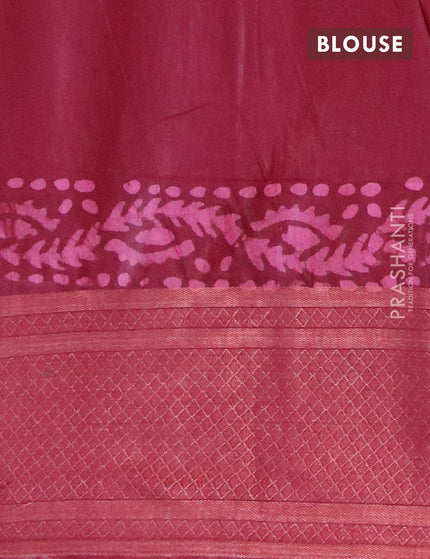 Semi tussar saree maroon with allover batik prints and zari woven kanjivaram style border - {{ collection.title }} by Prashanti Sarees