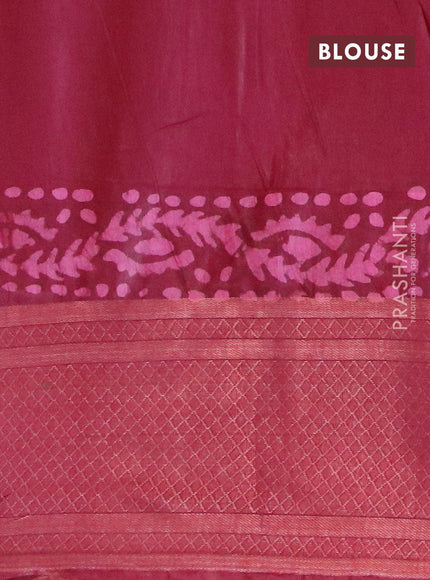 Semi tussar saree maroon with allover batik prints and zari woven kanjivaram style border - {{ collection.title }} by Prashanti Sarees