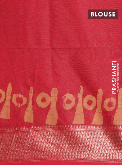 Semi tussar saree maroon with allover batik prints and zari woven kanjivaram style border - {{ collection.title }} by Prashanti Sarees