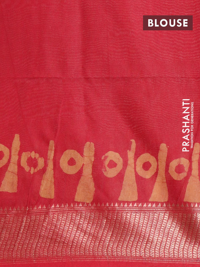 Semi tussar saree maroon with allover batik prints and zari woven kanjivaram style border - {{ collection.title }} by Prashanti Sarees