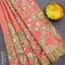 Semi tussar saree peach orange and elaichi green with kalamkari prints & french knot work and simple border - {{ collection.title }} by Prashanti Sarees