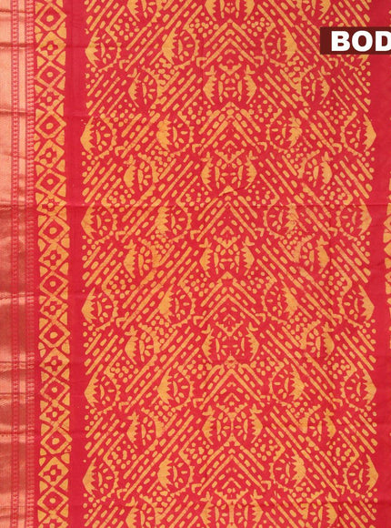 Semi tussar saree red with allover batik prints and zari woven kanjivaram style border - {{ collection.title }} by Prashanti Sarees