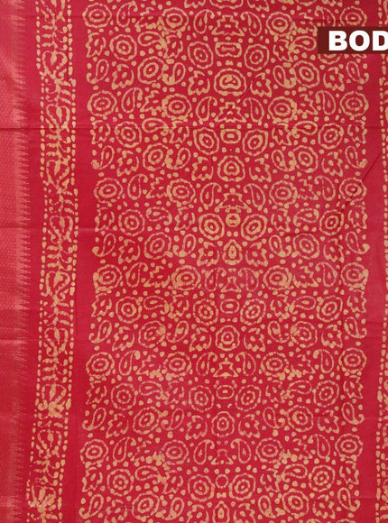 Semi tussar saree red with allover batik prints and zari woven kanjivaram style border - {{ collection.title }} by Prashanti Sarees