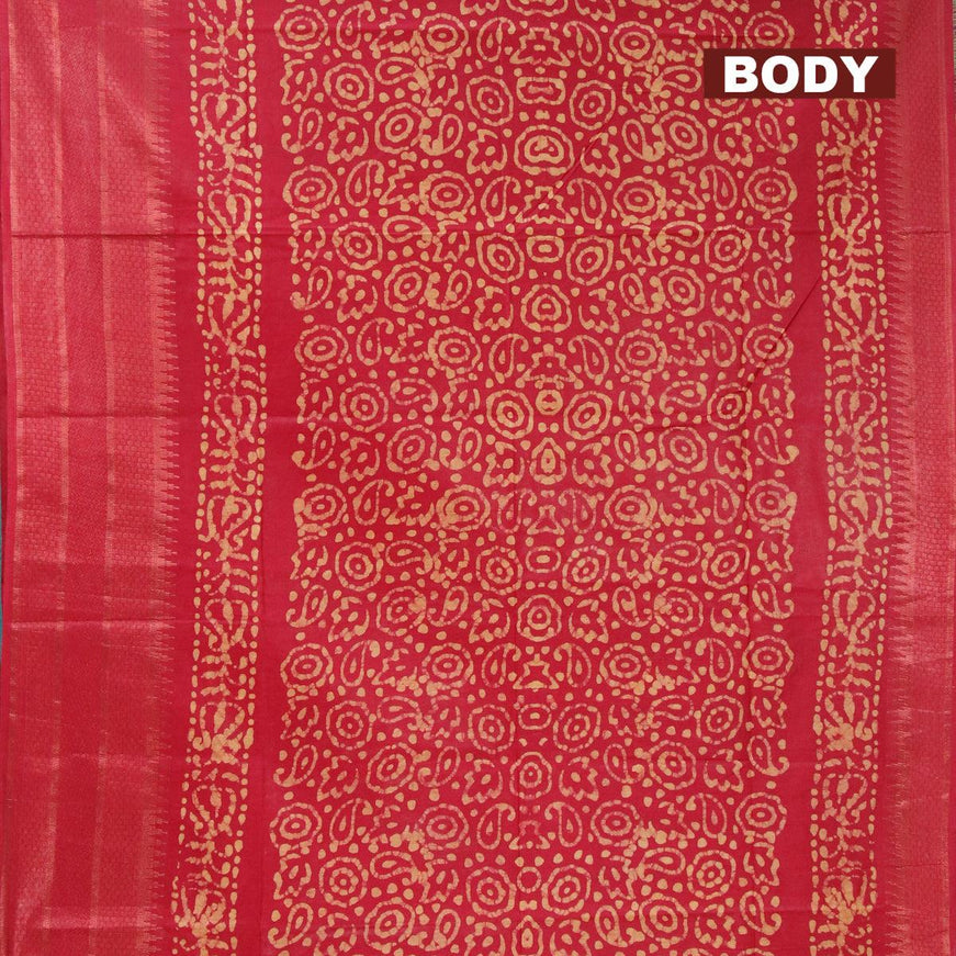 Semi tussar saree red with allover batik prints and zari woven kanjivaram style border - {{ collection.title }} by Prashanti Sarees