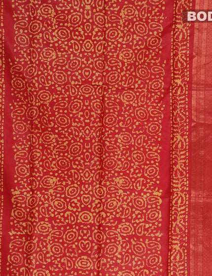 Semi tussar saree red with allover batik prints and zari woven kanjivaram style border - {{ collection.title }} by Prashanti Sarees