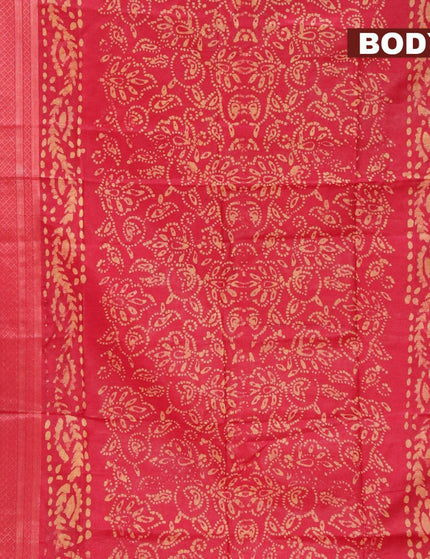 Semi tussar saree red with allover batik prints and zari woven kanjivaram style border - {{ collection.title }} by Prashanti Sarees