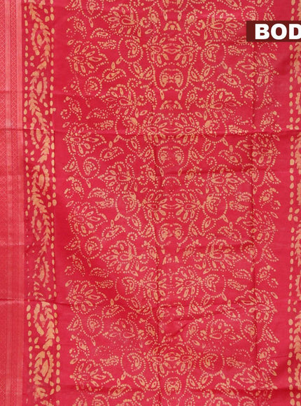 Semi tussar saree red with allover batik prints and zari woven kanjivaram style border - {{ collection.title }} by Prashanti Sarees