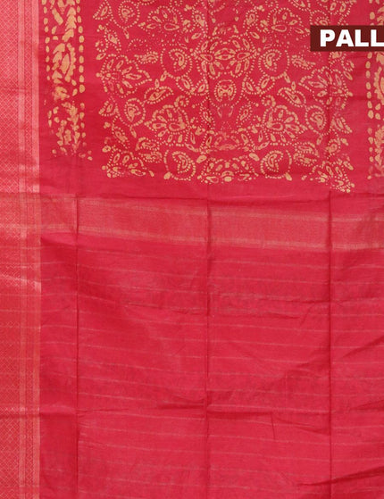 Semi tussar saree red with allover batik prints and zari woven kanjivaram style border - {{ collection.title }} by Prashanti Sarees