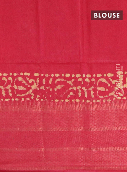 Semi tussar saree red with allover batik prints and zari woven kanjivaram style border - {{ collection.title }} by Prashanti Sarees