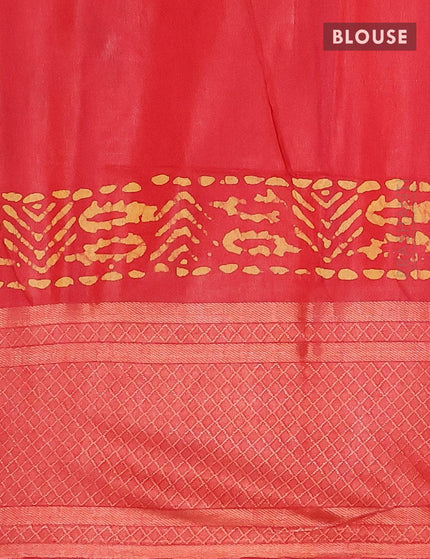 Semi tussar saree red with allover batik prints and zari woven kanjivaram style border - {{ collection.title }} by Prashanti Sarees