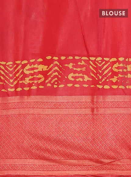 Semi tussar saree red with allover batik prints and zari woven kanjivaram style border - {{ collection.title }} by Prashanti Sarees