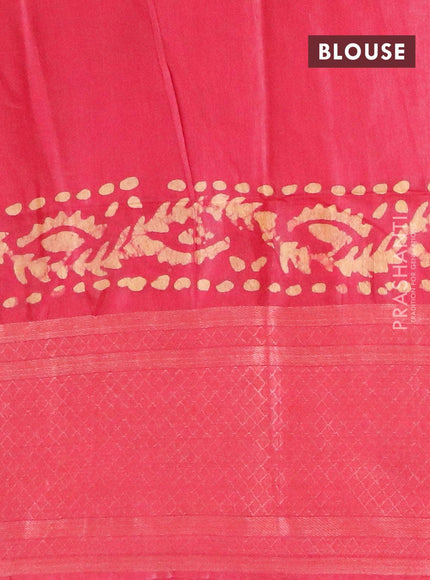 Semi tussar saree red with allover batik prints and zari woven kanjivaram style border - {{ collection.title }} by Prashanti Sarees