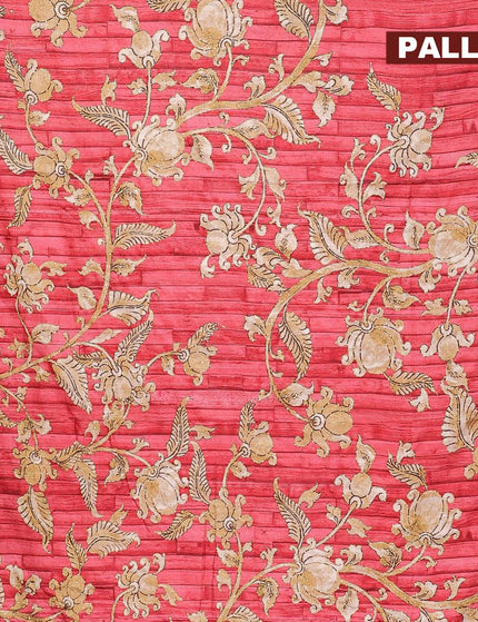 Semi tussar saree red with kalamkari prints & french knot work and printed border - {{ collection.title }} by Prashanti Sarees