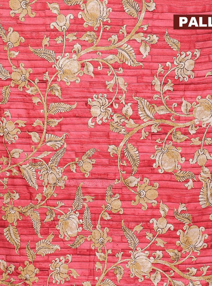 Semi tussar saree red with kalamkari prints & french knot work and printed border - {{ collection.title }} by Prashanti Sarees