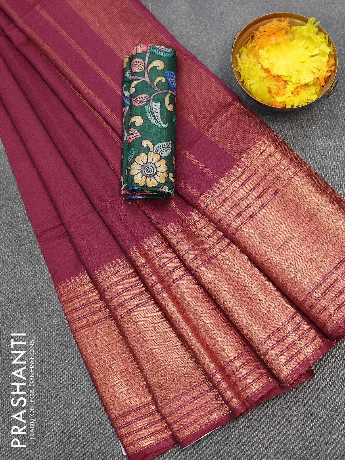 plain-sarees-with-kalamkari-border • Keep Me Stylish