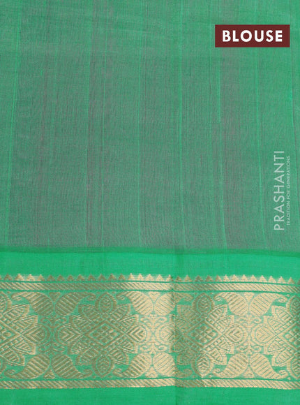 Silk cotton saree candy pink and teal green shade with plain body and zari woven korvai border - {{ collection.title }} by Prashanti Sarees