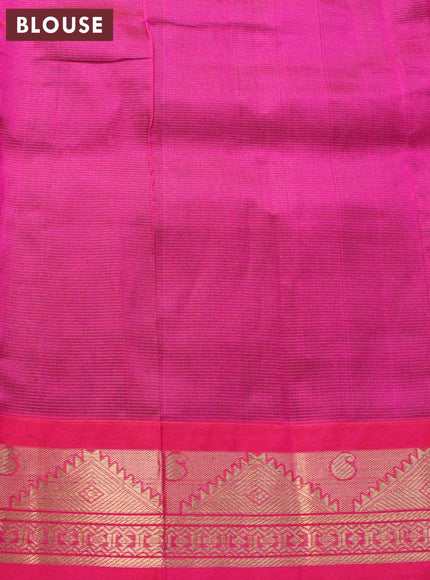 Silk cotton saree dark green and pink with allover vairosi pattern and temple design zari woven korvai border - {{ collection.title }} by Prashanti Sarees