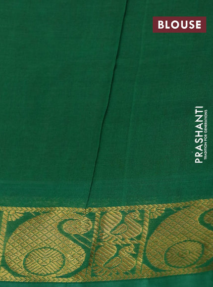 Silk cotton saree dual shade of pinksih orange and green with plain body and paisley zari woven border - {{ collection.title }} by Prashanti Sarees